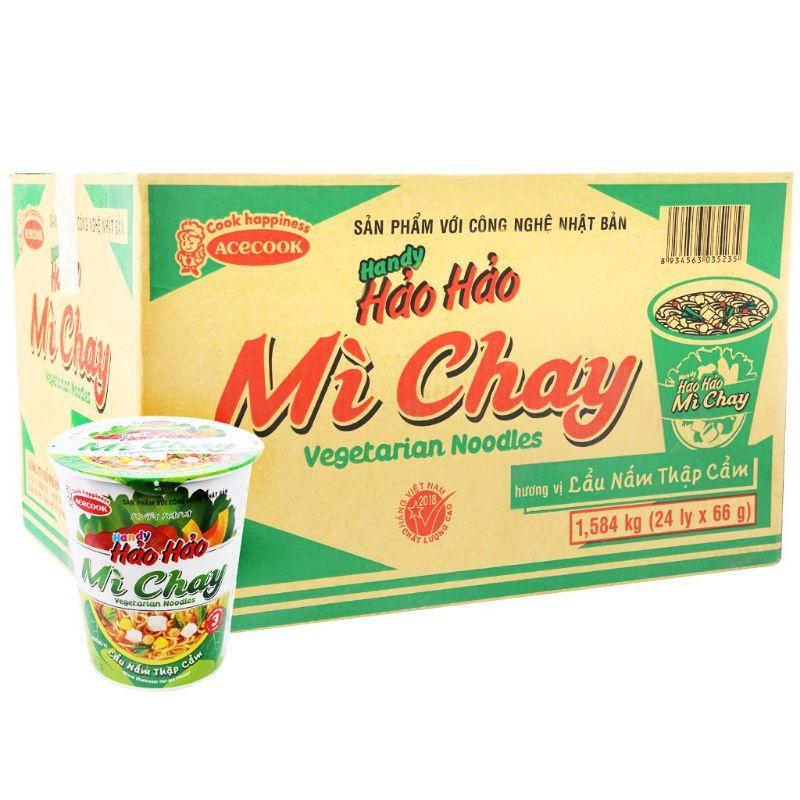 Mì Ly Handy Chay Hảo Hảo Lẩu Nấm Thập cẩm (Thùng 24 ly × 66gr)