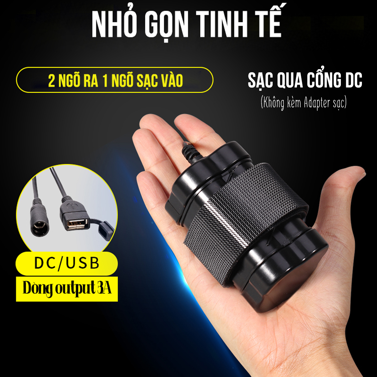 Bộ Pin Sạc Dự Phòng Cho Đèn Pha Xe Đạp 8.4V 13800mAh Pin Lithium 4x16850 Dung Lượng Lớn 2 Ngõ Ra USB/ DC Sạc qua Ngõ DC (Không kèm adapter sạc DC) Mai Lee