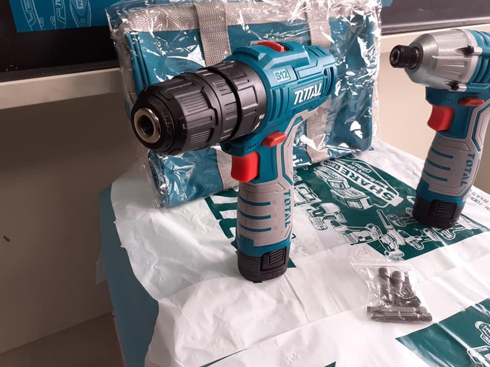 BỘ COMBO MÁY SIẾT VÍT VÀ MÁY KHOAN DÙNG PIN 12V TOTAL TKLI1201 - HÀNG CHÍNH HÃNG
