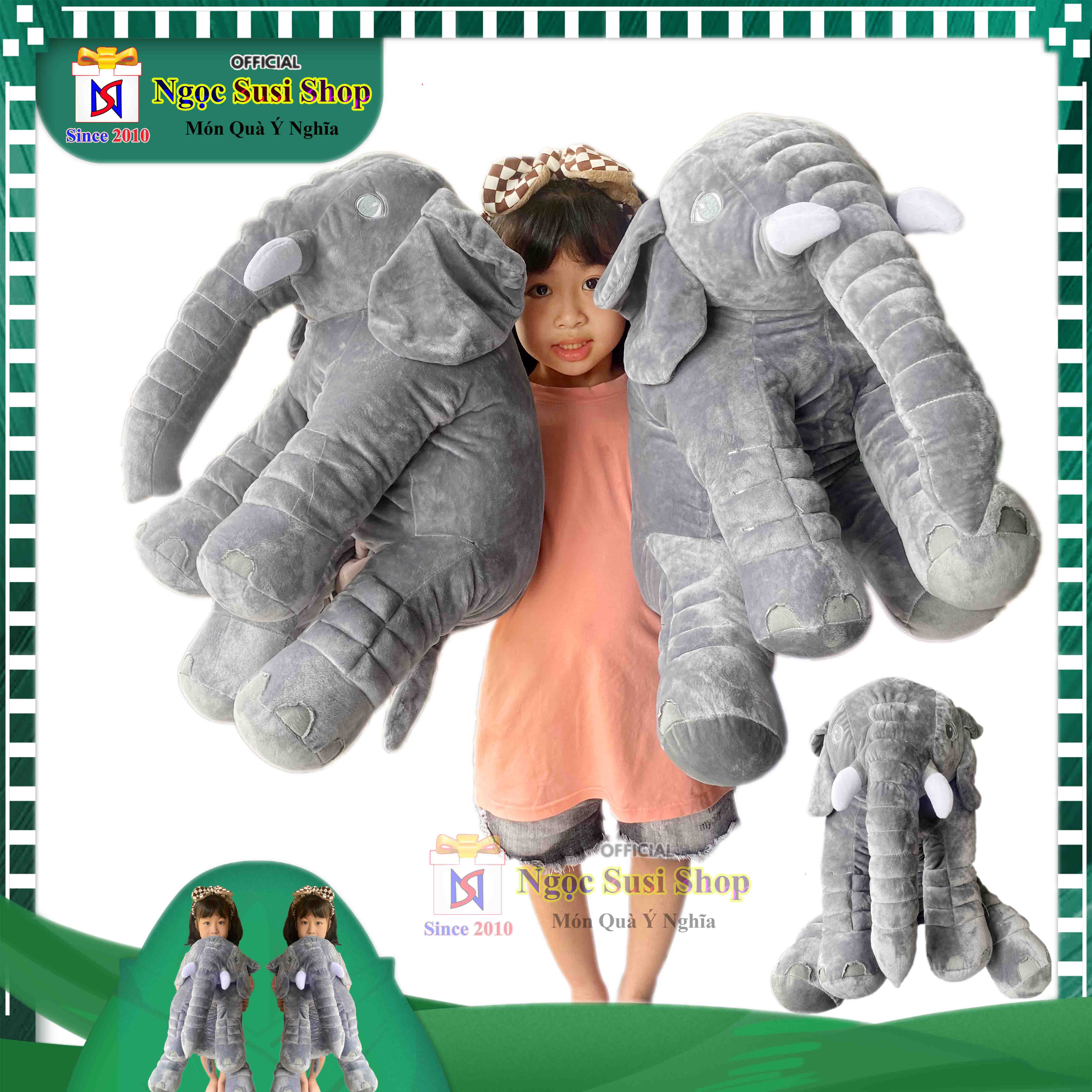 GẤU BÔNG CON VOI SIZE LỚN CHO BÉ YÊU ÔM NGỦ - THÚ BÔNG CON VOI
