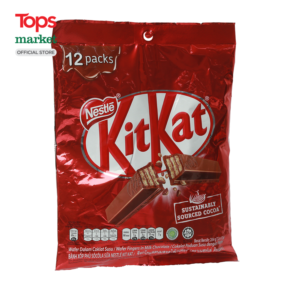 Bánh Xốp KitKat Phủ Socola 12 Thanh Gói 204G