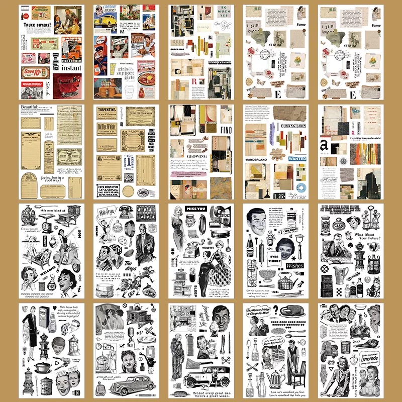 Cuốn 20 tờ stickers khổ lớn dùng để trang trí kiểu cổ điển - kpop - journal