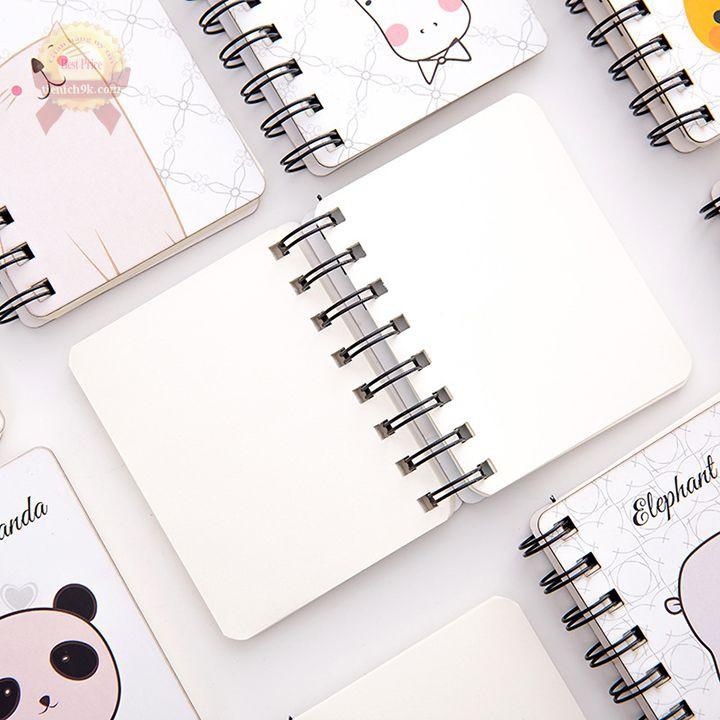 Sổ vẽ ghi chép mini a6 lò xo gáy xoắn 80 trang hình thú cưng cute dễ thương vintage planner