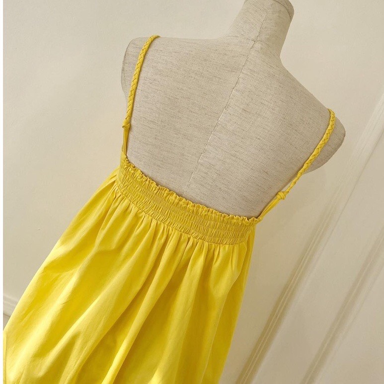Maxi dáng babydoll 2 dây thắt bính 3 màu hot trend freesize