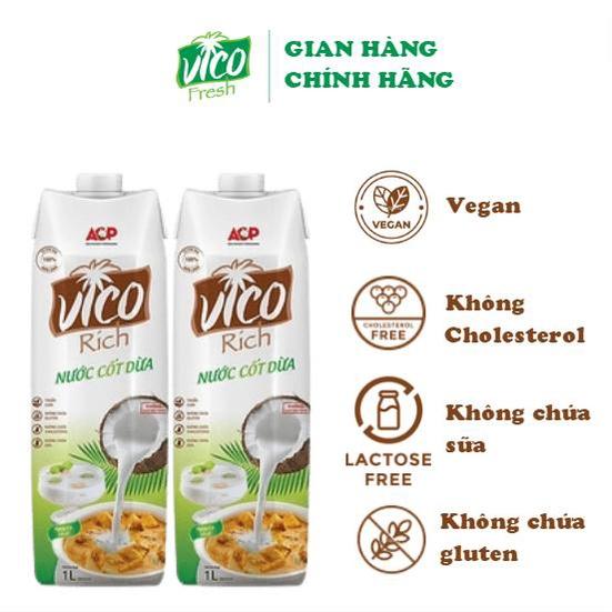 Nước Cốt Dừa ACP Vico Rich - Combo 2 Hộp Nước Cốt Dừa 1L