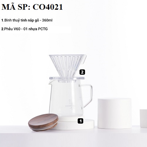 Bộ combo Gift Set pha cà phê V60 01 hiện đại CAFE DE KONA