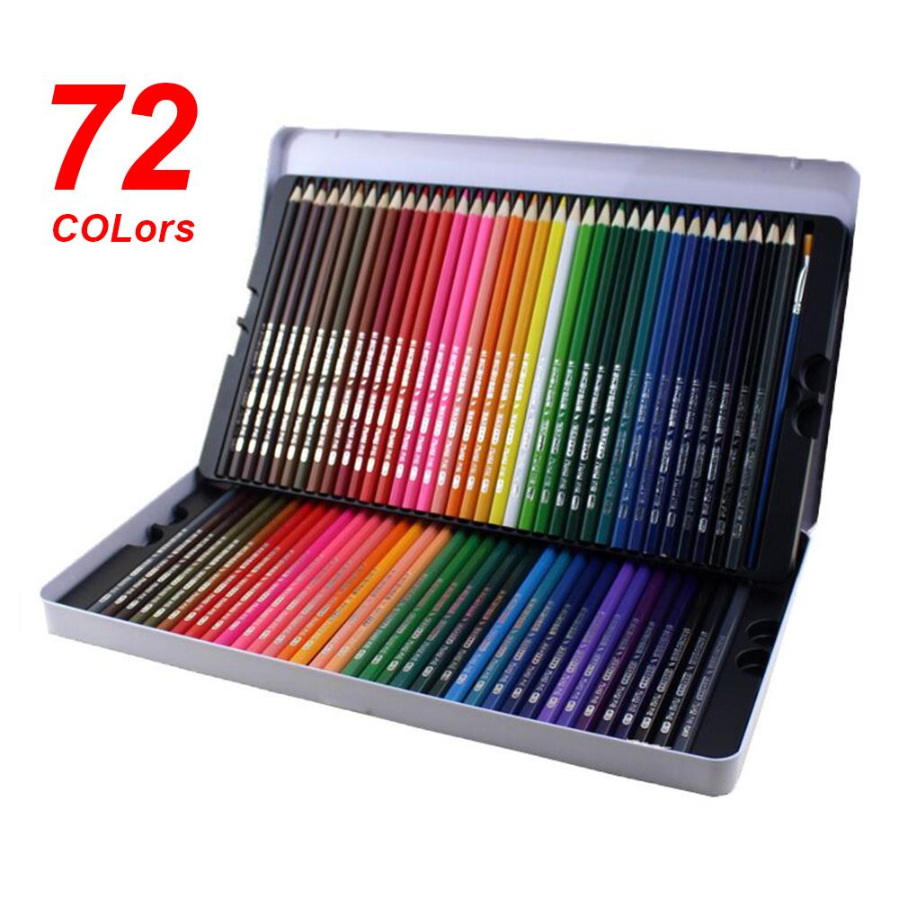 Professional 72 Colored Pencils Set Pre-Sharpened Water-soluble Water Color Pencils with Brush Protective Storage Box
