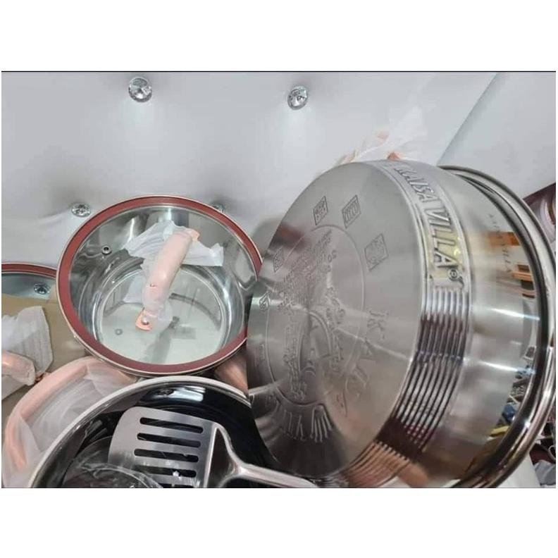 Bộ Nồi Inox 8 Món 12 Chi Tiết Hiệu aquadew Model KV-6636 bảo hành 1 năm chính hãng
