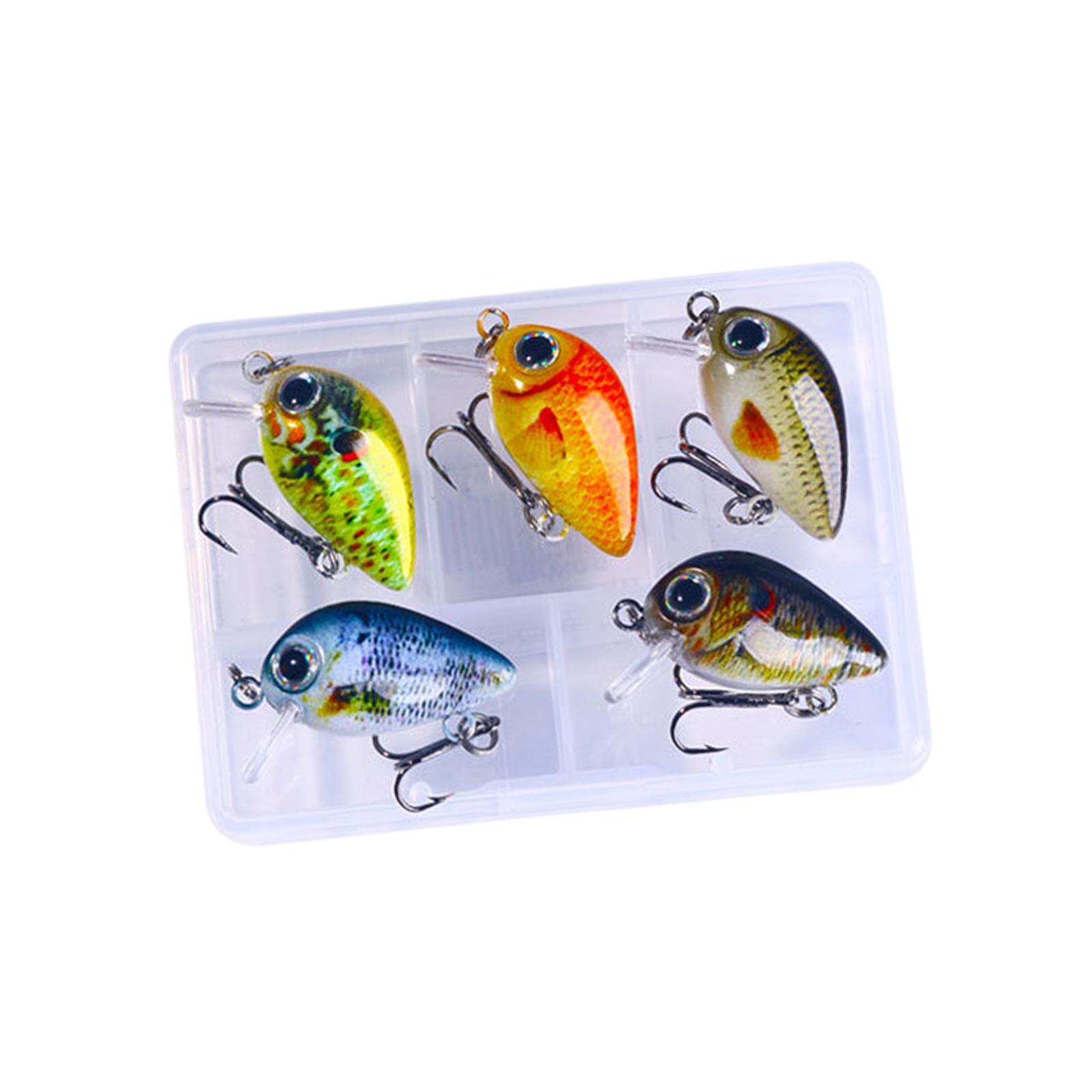5Pcs Mini Crankbait Fishing Lures  Lures 1.5G with Box Lifelike Artificial Fishing  Swimbait for Walleye Perch Redfish Bass Boat