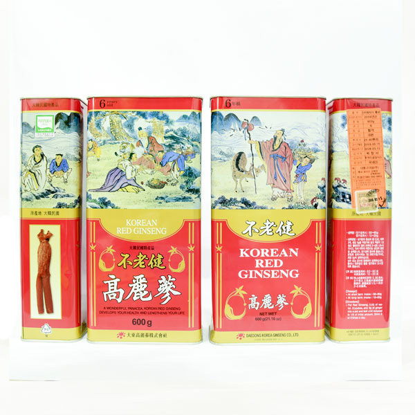 Hộp Hồng sâm khô nguyên củ Daedong Korea 6 năm tuổi (21 đến 40 củ sâm) - 600 Grams