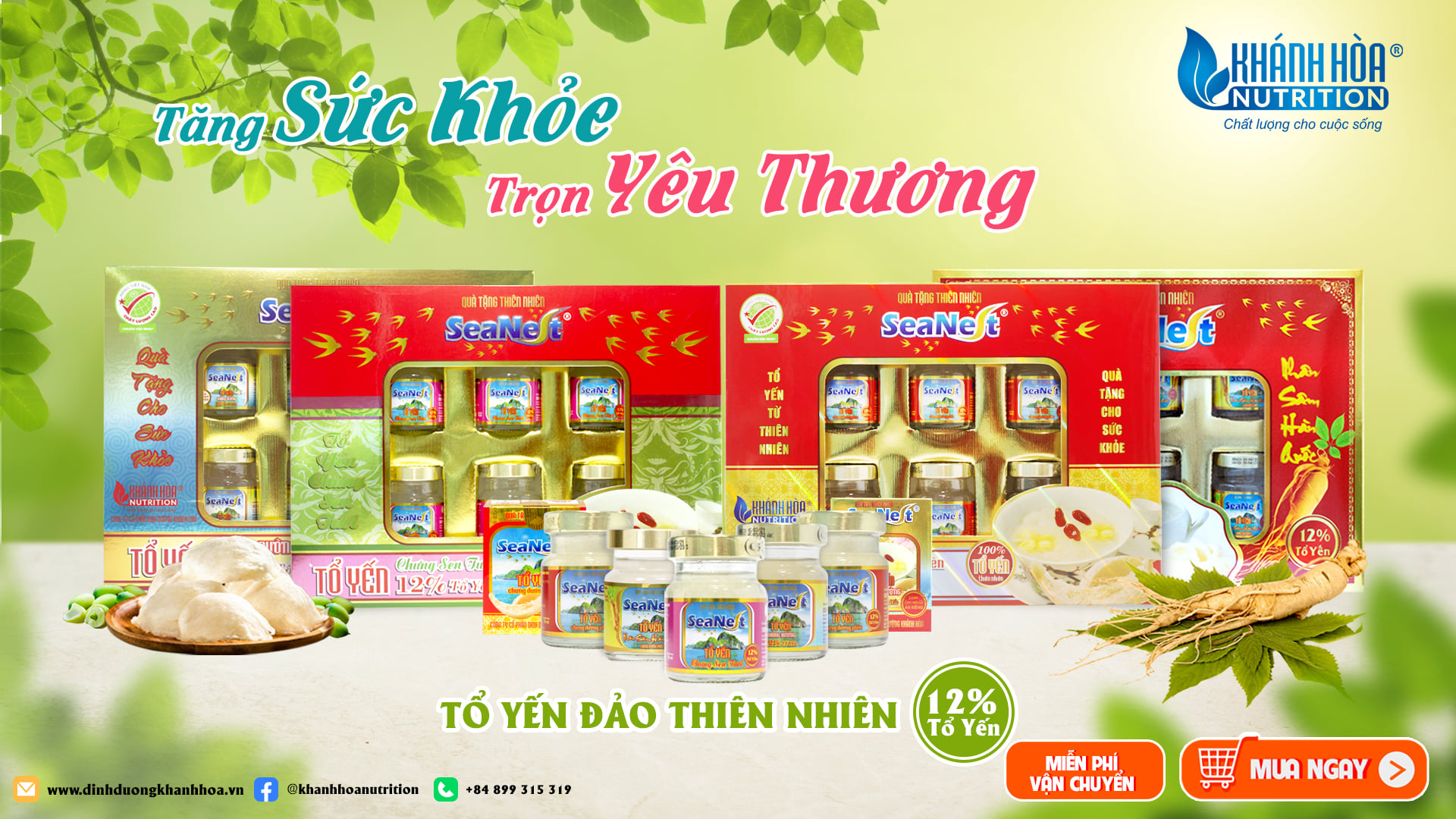 Block 5+1 Nước Tổ Yến 12% Chưng Đường Phèn Seanest Khánh Hòa Nutrition – Lọ 70ml x 6 lọ