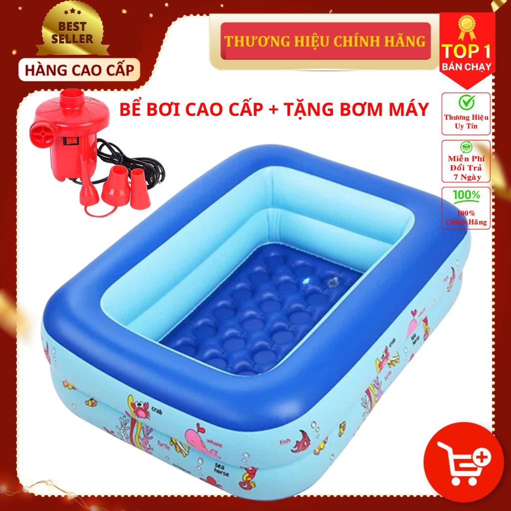 Bể bơi cho bé cao cấp hình chữ nhật đủ kích cỡ 2-3 tầng đáy 2 lớp chống trượt bền đẹp Amalife