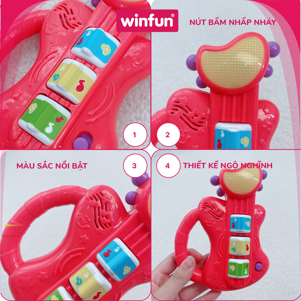 Đồ chơi âm nhạc WINFUN 0641 đàn guitar ghi ta cầm tay mini có đèn nhạc cho bé - cho bé từ 6 tới 24 tháng