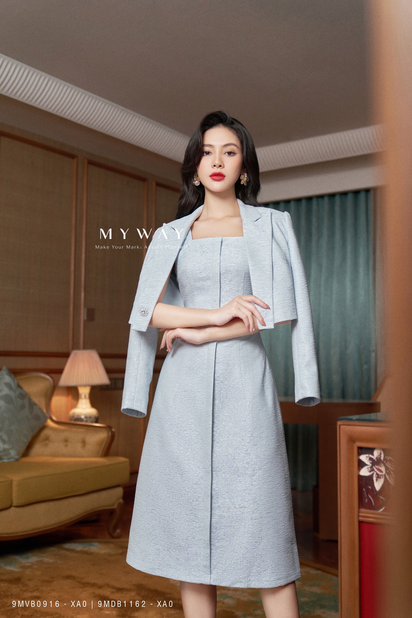 Set Áo Khoác Đầm Nữ MY WAY Sang Trọng Quý Phái 9MVB0916 - 9MDB1162