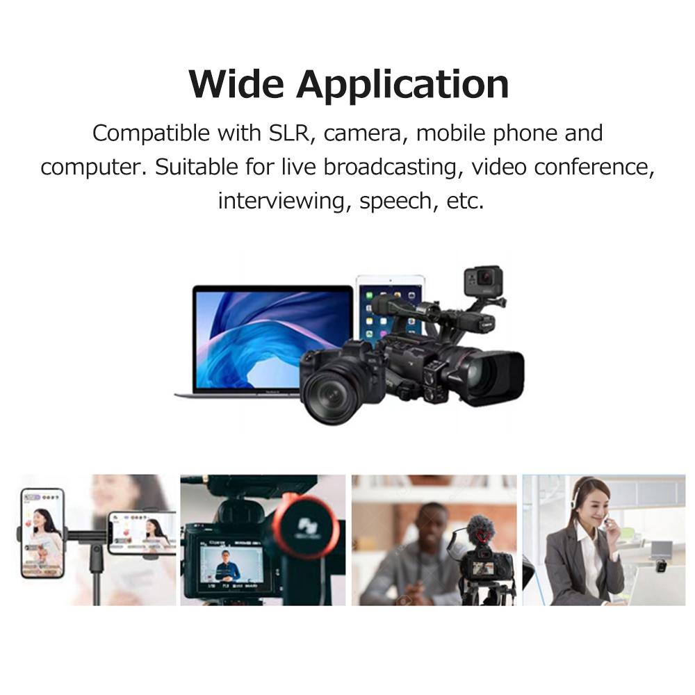 2.4G Wireless Clip-on Microphone Portable Microphone 70m Long Transmission Distance for Live Streaming Vlog Shooting