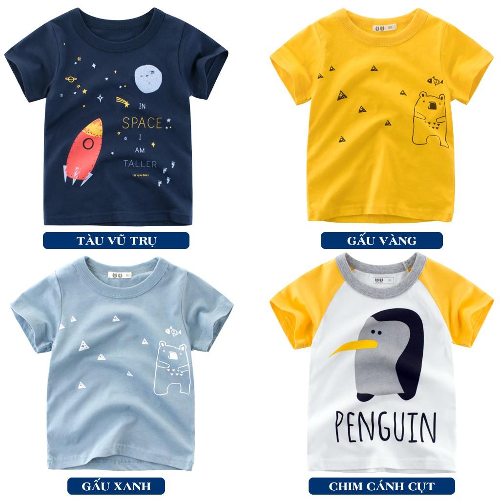 Áo thun cho bé trai họa tiết động vật ngộ nghĩnh chất 100% cotton