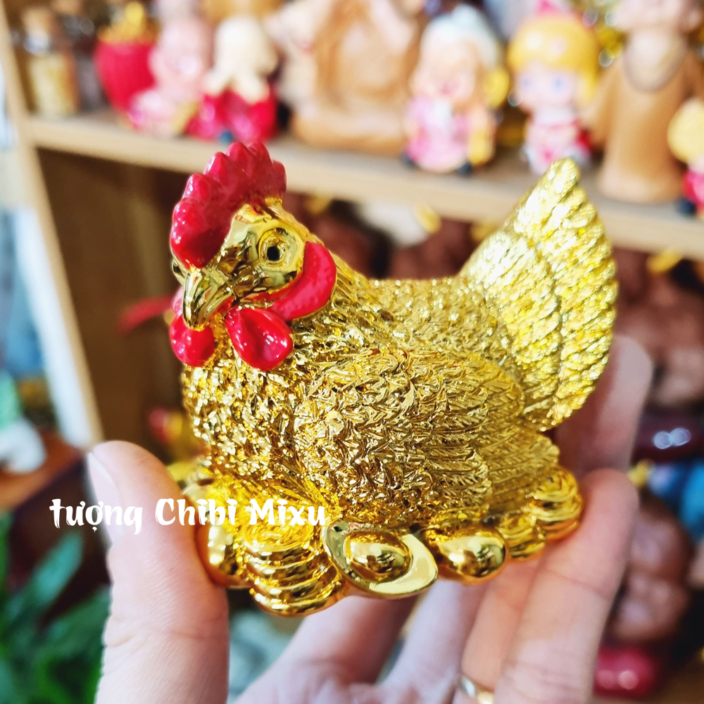 Tượng gà mái ấp trứng vàng may mắn tài lộc - size to
