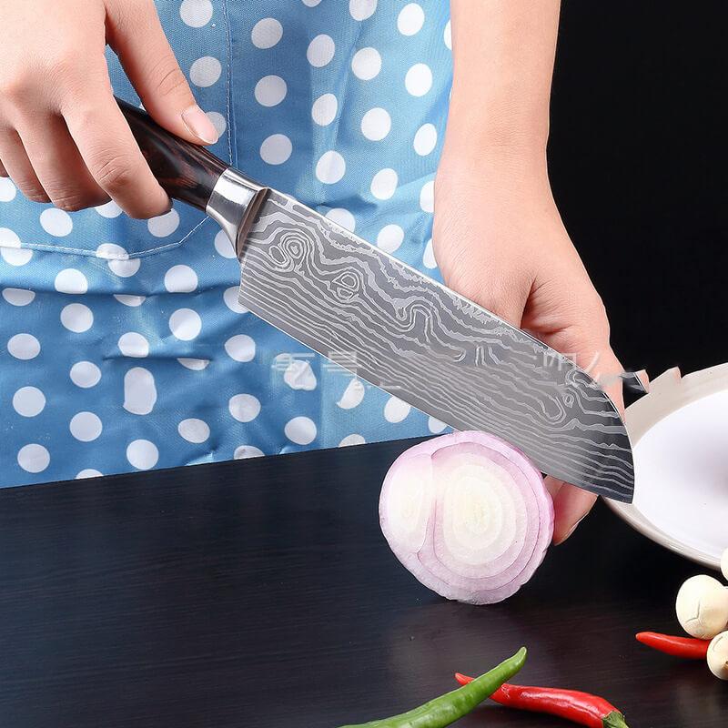 DAO - DAO BẾP NHẬT BẢN SANTOKU THÉP DAMASCUS MÃ A1 DT116 nt topcomshop vn