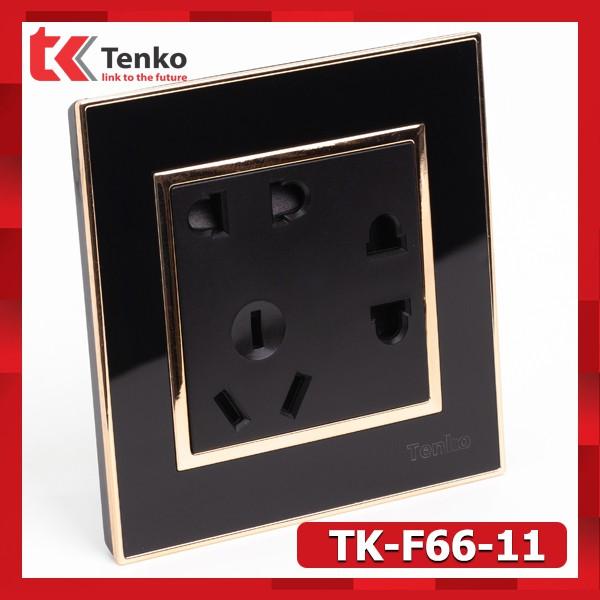 Ổ Cắm Điện Chống Giật Nhựa Acrylic Chuẩn Úc TK-F66-11 Black & Gold