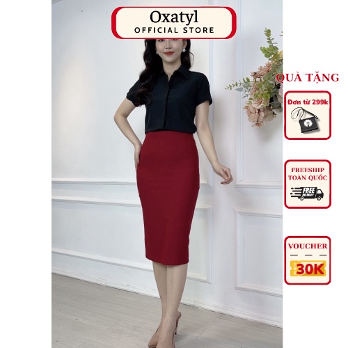 Chân Váy Công Sở Dáng Bút Chì Xẻ Sau dài 60cm 2 lớp Oxatyl - CV286