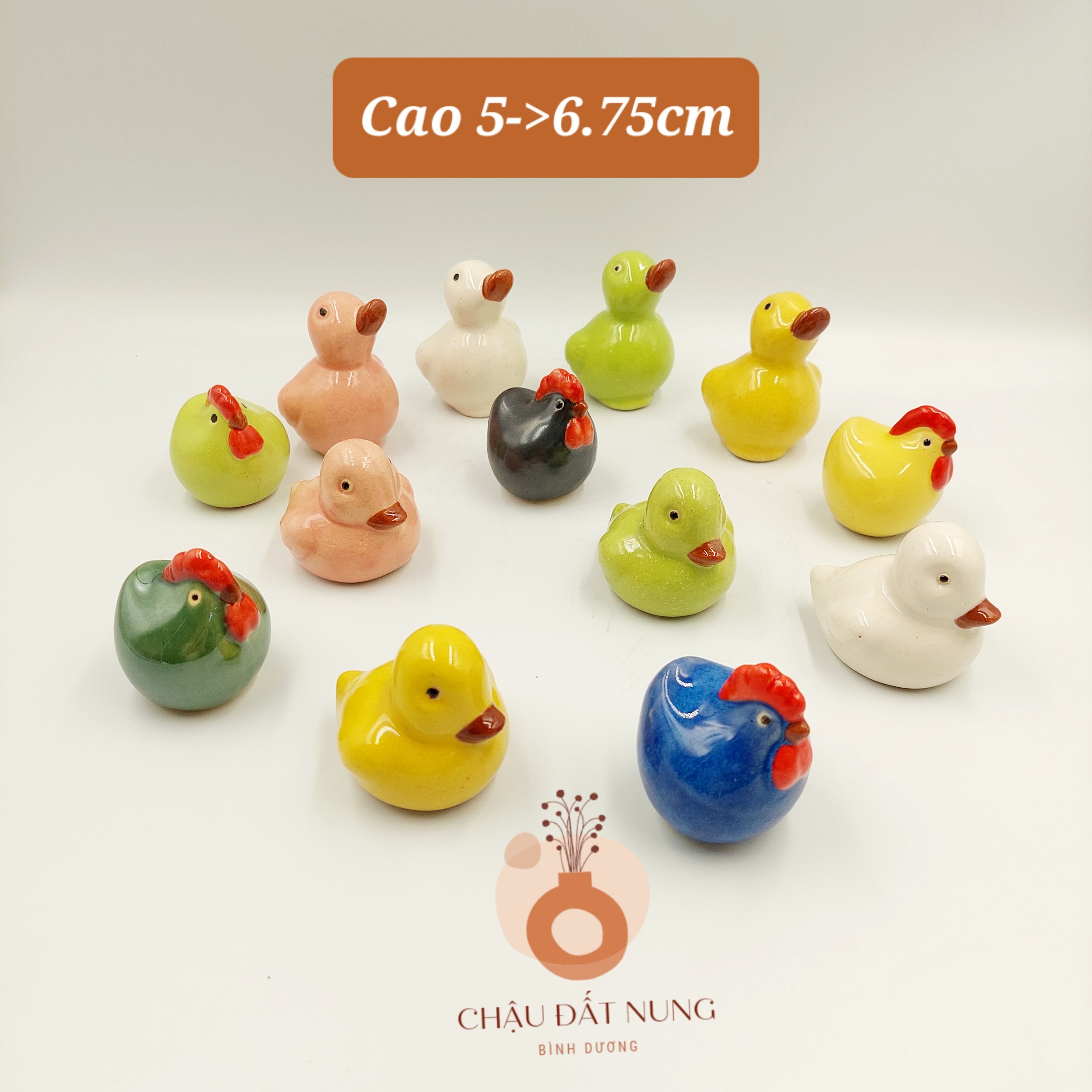 Trang trí sân vườn - Gà nhí, Vịt nhí 56, chiều cao 5cm đến 6.75cm - Phụ kiện terrarium - Phụ kiện tiểu cảnh