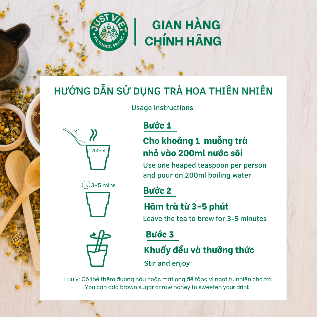 Trà Hoa Thiên Nhiên Detox Just Viet - Hoa Atiso Đỏ &amp; Trái Cây Sấy - Thanh Lọc - Tốt Cho Sức Khỏe