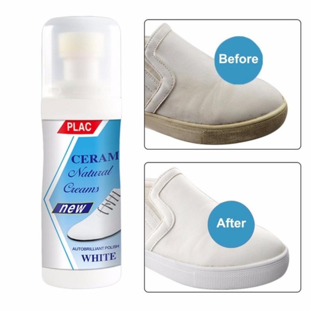 Chai nước tẩy trắng giày dép Plac, vệ sinh làm sạch vết bẩn túi xách, kèm đầu chùi dễ dàng sử dụng