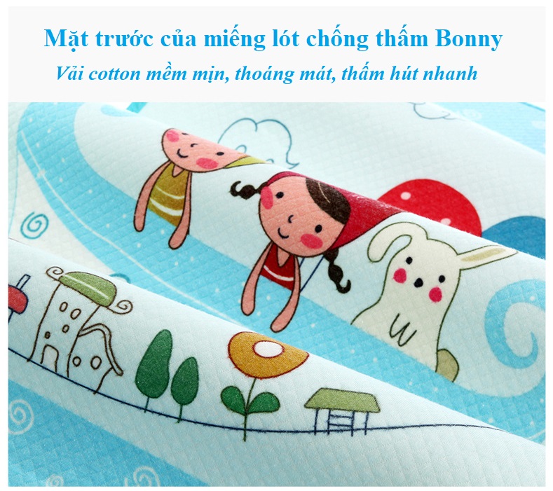 Tấm lót chống thấm thay tã cho bé 4 lớp cao cấp Bonny thấm hút nhanh, kháng khuẩn, thoáng khí