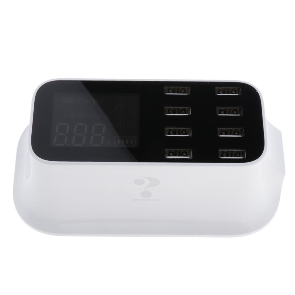 8 Ports USB Charger LCD Display Hub for Laptop Phone Charging EU