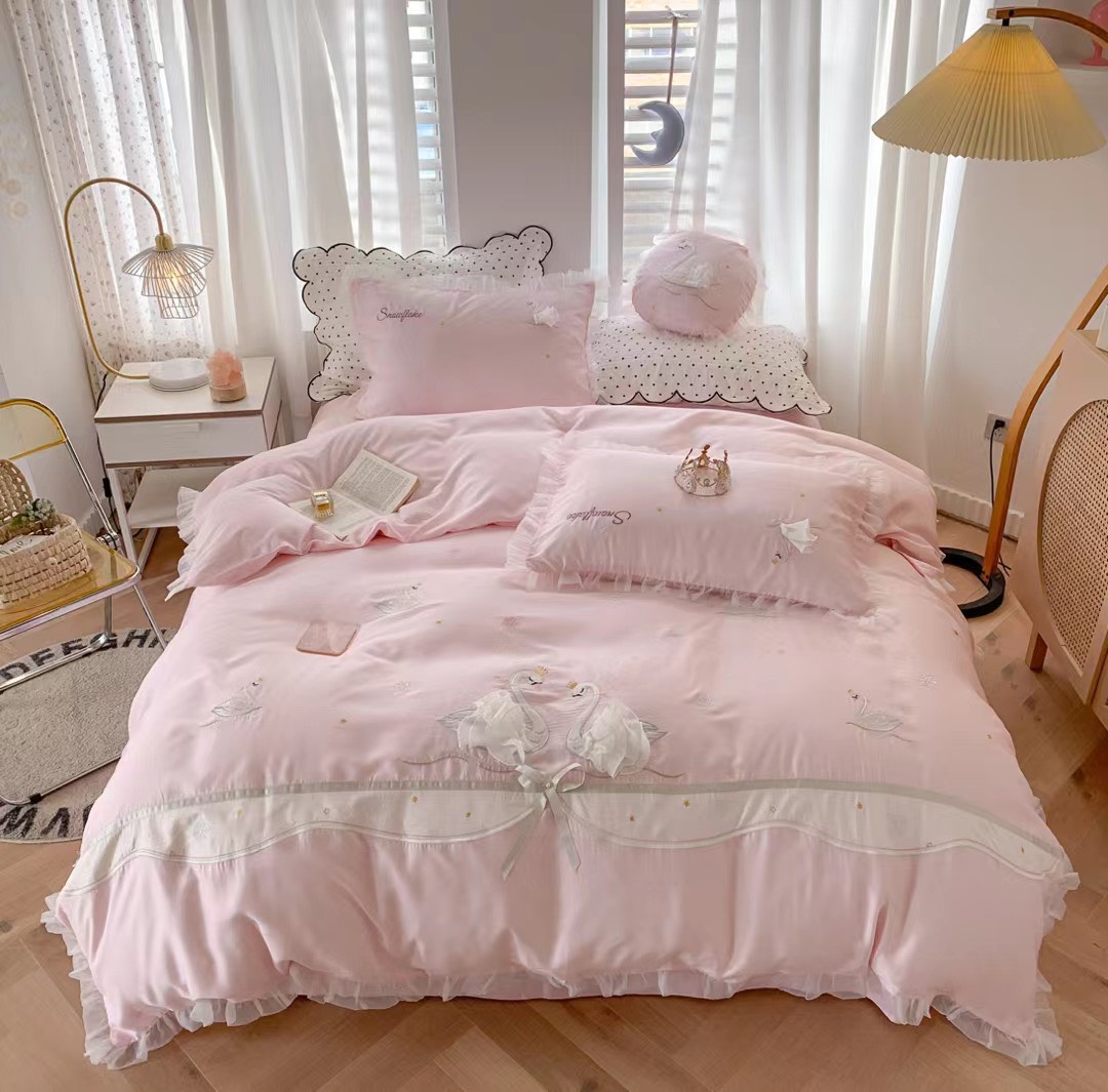 Bộ drap Lụa thiên nga 7 món biến phòng ngủ thành phòng nàng thơ trong tích tắc
