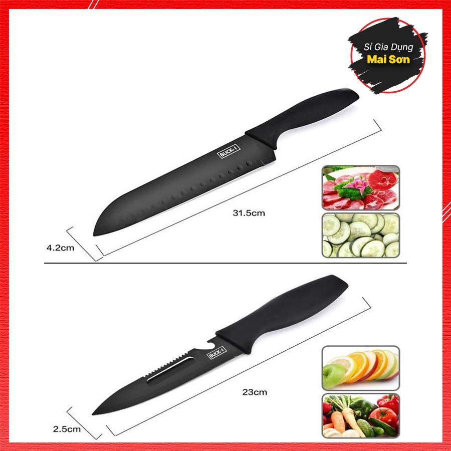 Bộ Dao Nhà Bếp Cao Cấp BUCK-I Bộ Dao Nhật Bản Sang Trọng Chất Liệu Thép Hợp Kim Chống Gỉ Siêu Sắc Bén 5 Món Tiện Lợi