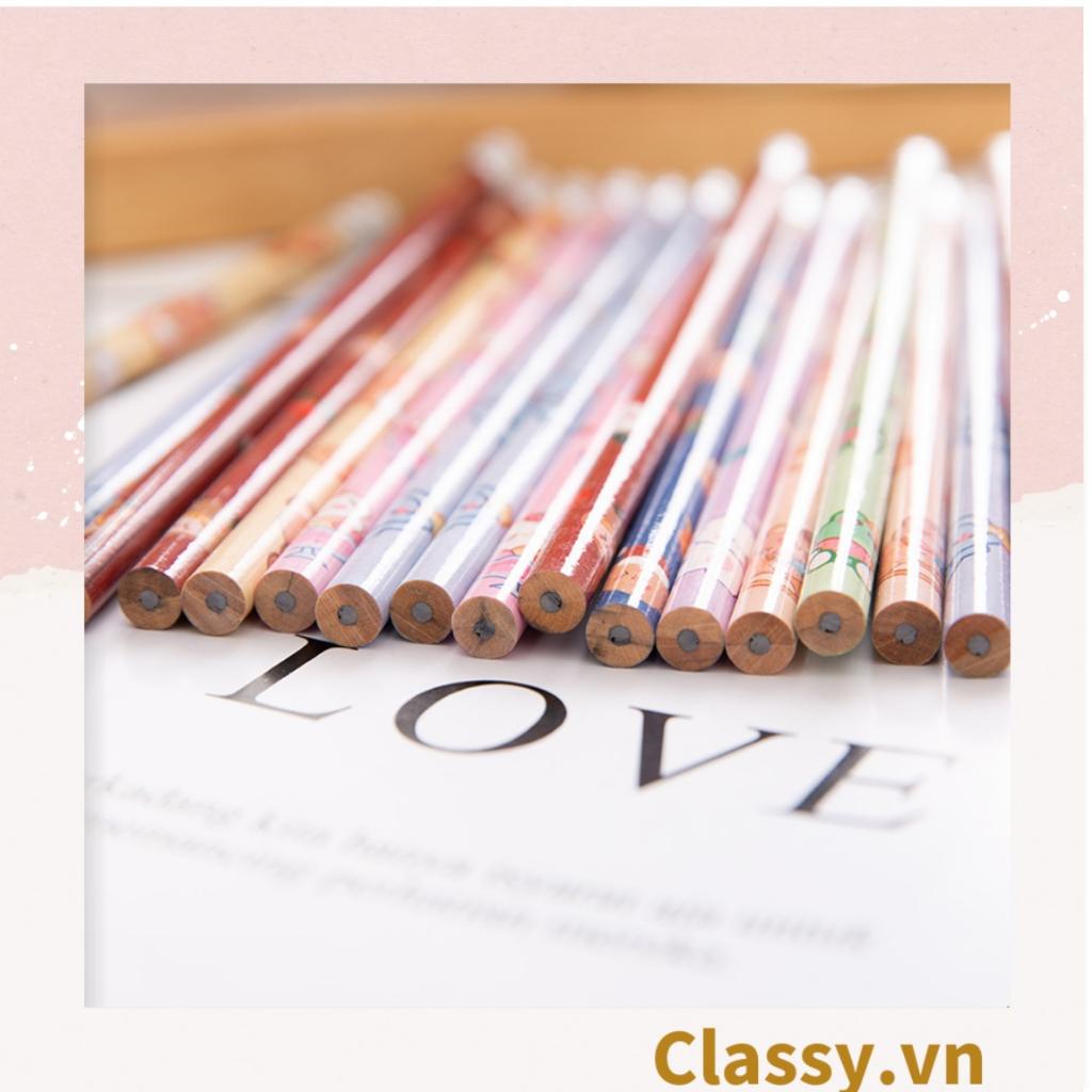 Bộ 06 bút chì HB Classy nhiều màu tùy chọn cho học sinh/sinh viên; dùng viết lên sổ lưu bút, quà tặng, thiệp PK724