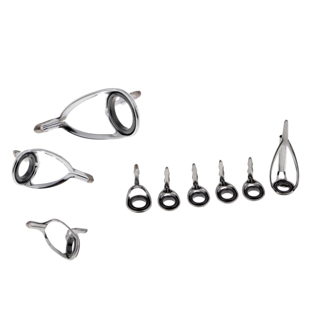 18pcs Stainless Steel Frame Ceramic Ring Fishing Rod Guides Tips Rings
