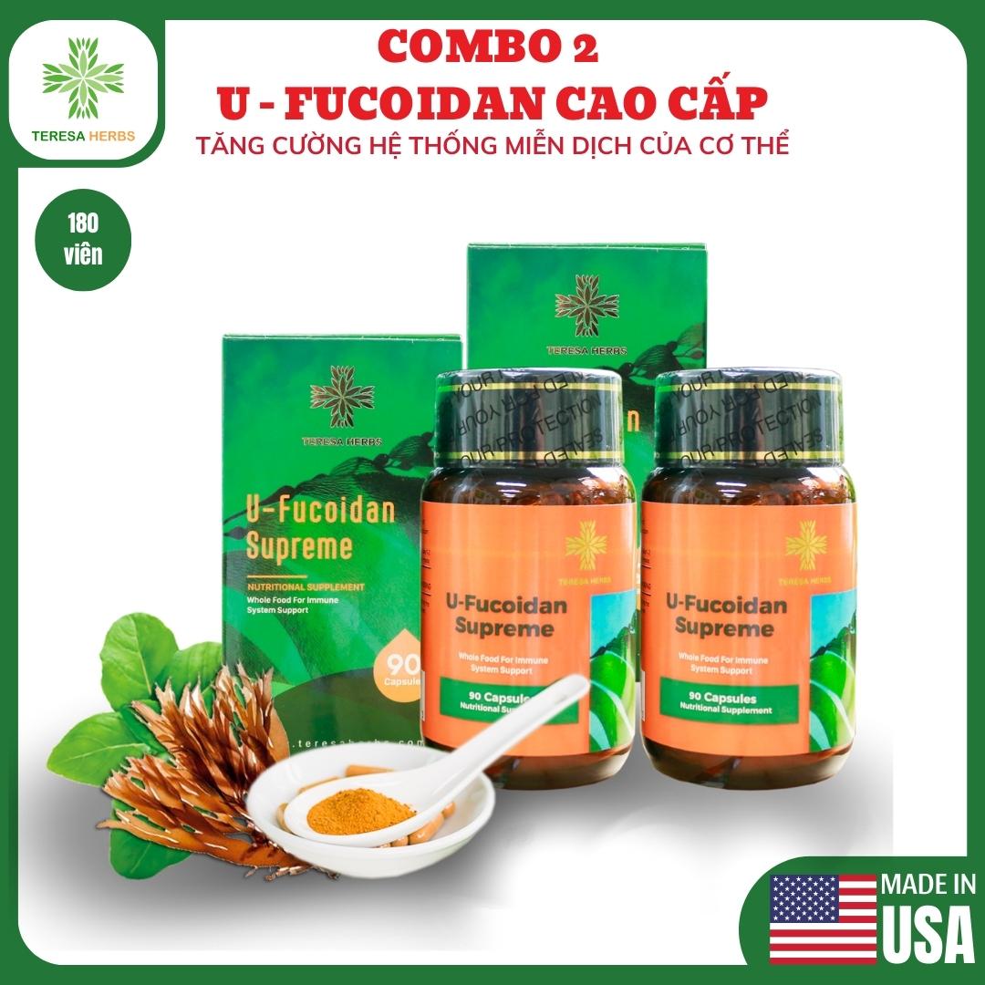 Combo 2 Hộp Fucoidan cao cấp -  Phòng và Hỗ trợ điều trị ung thư, Tăng hệ miễn dịch, tăng đề kháng (Chiết xuất tảo nâu Okinawa, Wakame, Nấm Thái Dương) (Made in USA) - 1 Hộp: 90 viên nang