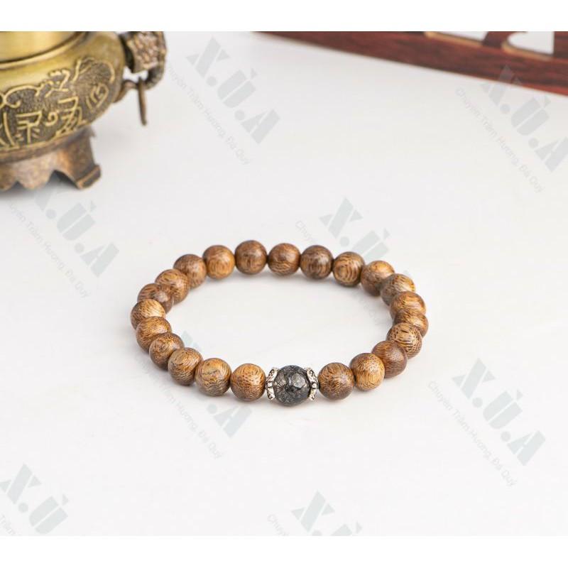 Vòng Tay Trầm Tốc Đính Charm Đen Cầu An Lành || May Mắn