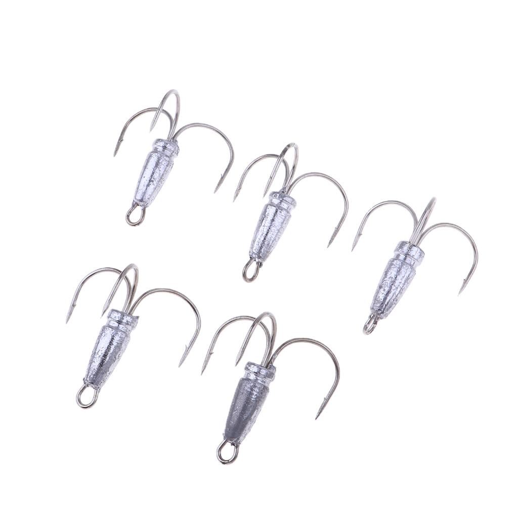 5 Pieces Treble Anchor Fishing Hooks Lead Head for Sea Boat Lake Fishing