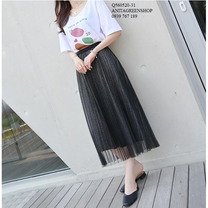 Q560520 CHÂN VÁY MAXI PHỐI LƯỚI