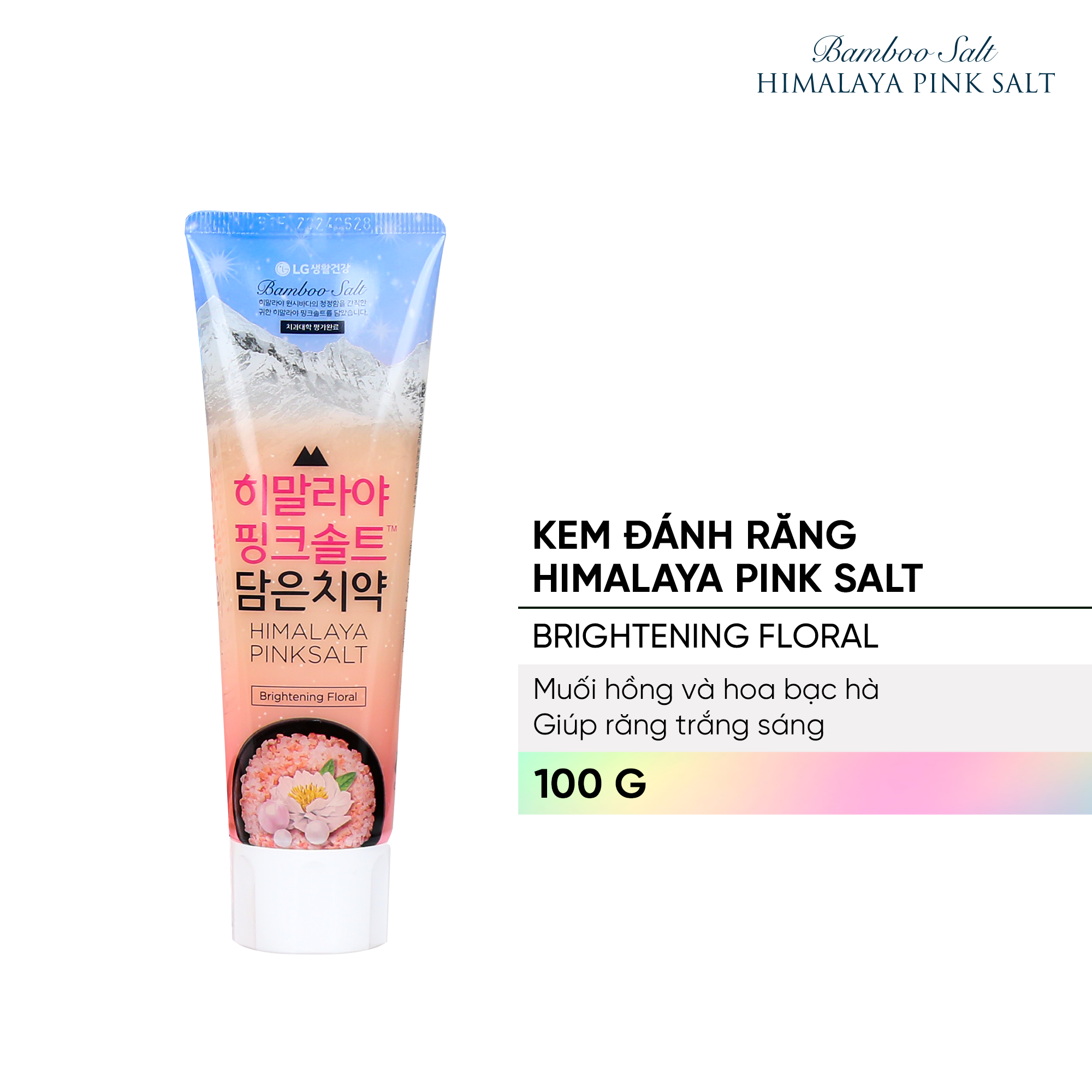 Kem Đánh Răng Muối Hồng Sáng Răng Himalaya Pink Salt Brightening Floral Pumping Toothpaste 285g