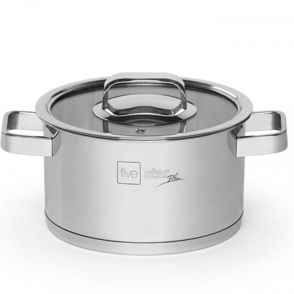 Nồi thân cao 3 đáy inox 304 Fivestar Plus bếp từ quai vuông nắp kính , tặng 5 muỗng ăn