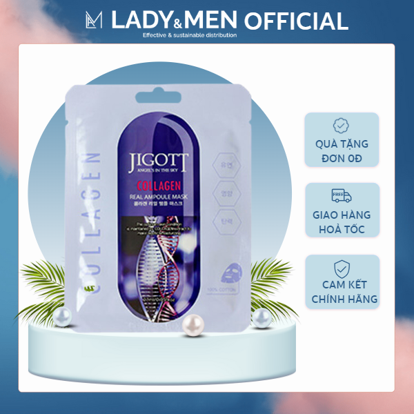 Mặt nạ dưỡng da cung cấp Collagen Jigott Collagen Real Ampoule Mask