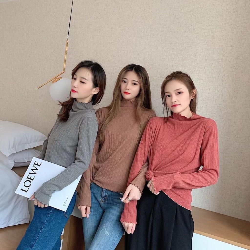 Áo Len Tăm Nữ Cổ Bèo 3 Phân Chất Qc Siêu Đẹp