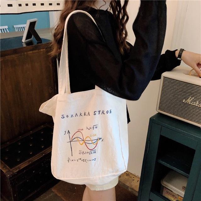 TÚI TOTE VẢI ULZZANG TÚI VẢI VINTAGE HÌNH HỌC