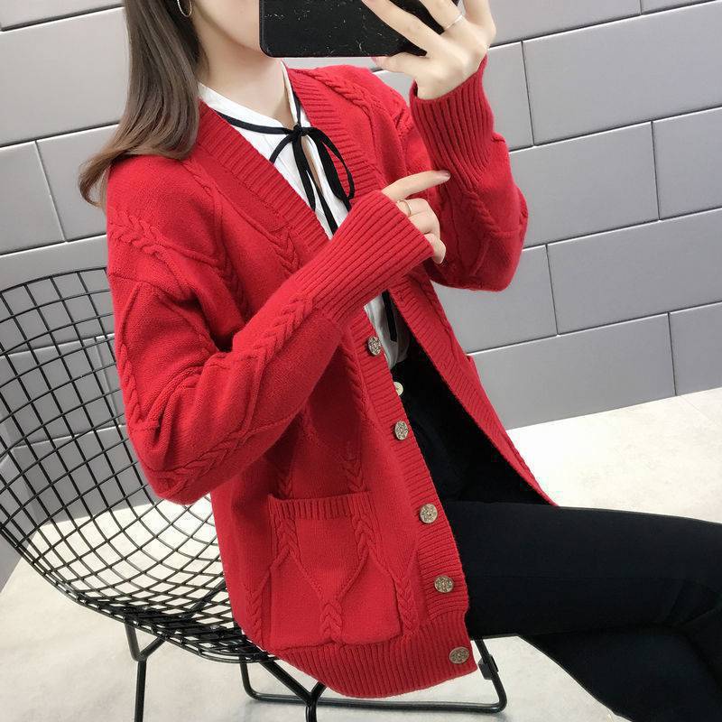 Áo khoác len nữ cardigan dáng nhỡ bigsize from rộng có túi Chất len dày dặn không xù lông