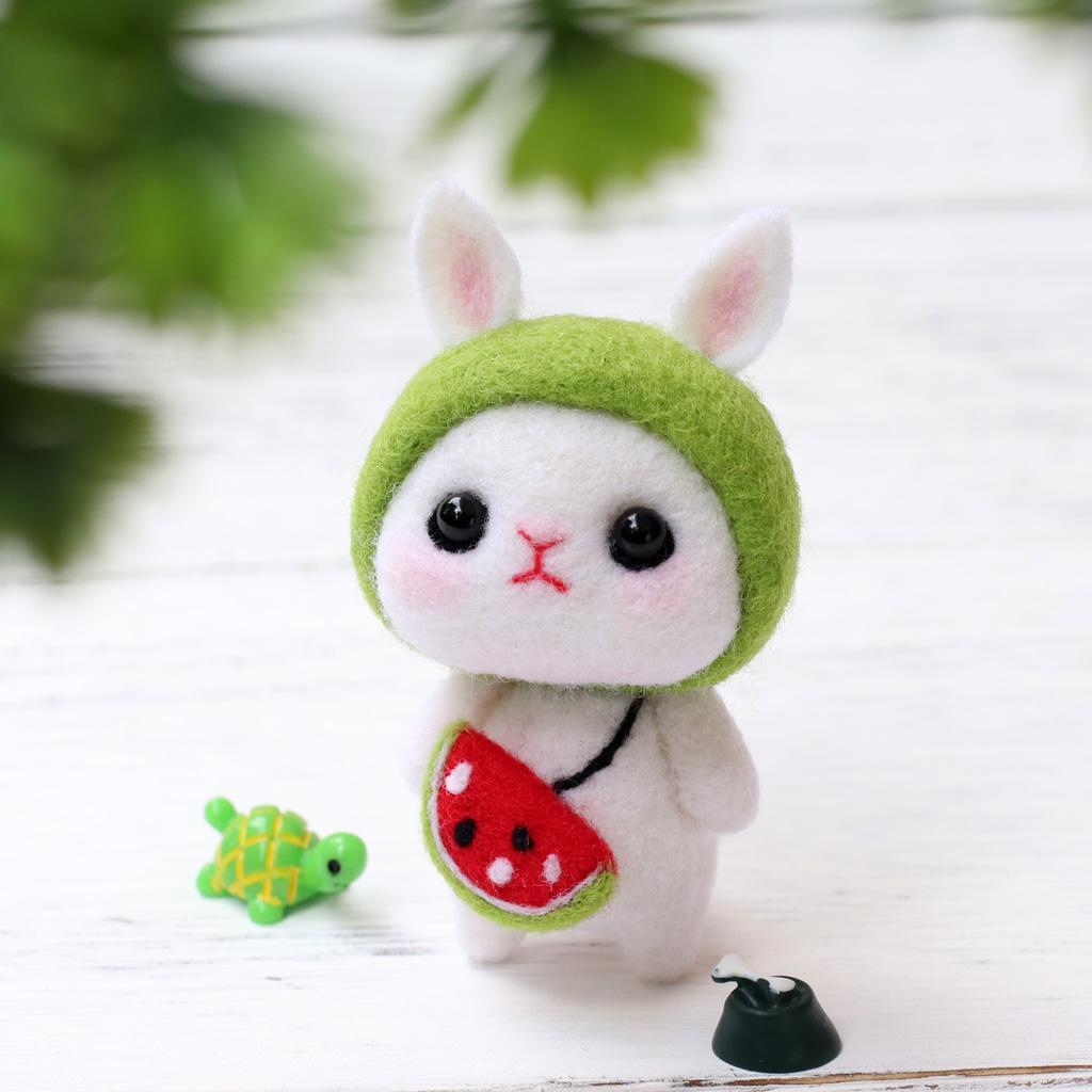 DIY Lovely Rabbit Animal  Felting Craft Kit with Basic Tools