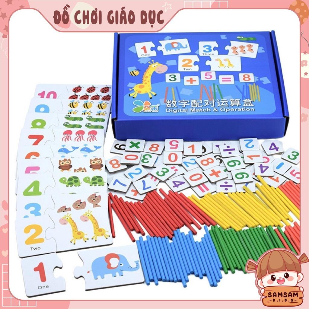 Bộ Giáo Cụ Que Tính Học Toán Và Thẻ Ghép Số Học Phép Tính Tư Duy, Giáo Cụ Montessori Cho Bé