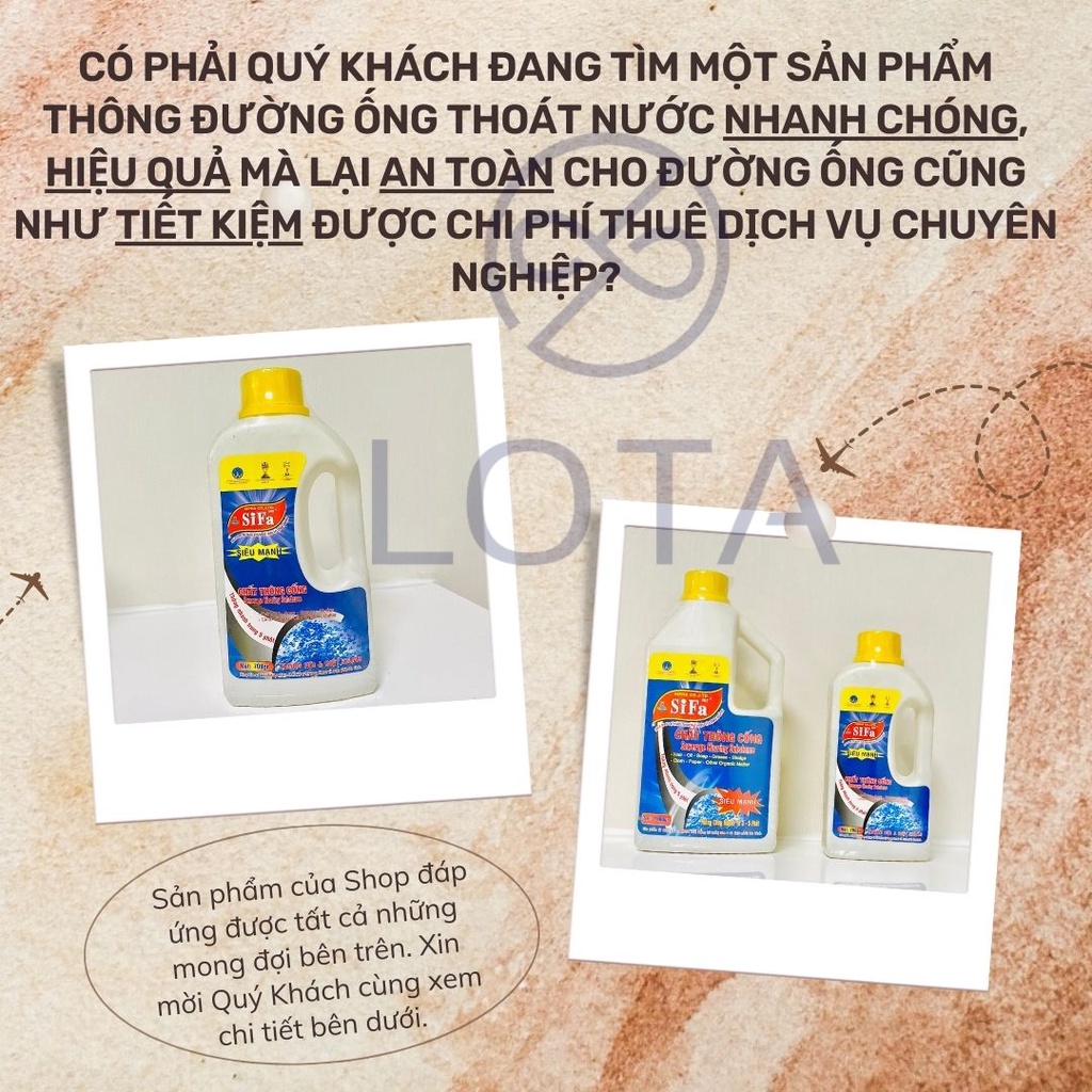 NƯỚC THÔNG CỐNG SIFA CHAI 700G cực mạnh thông tắc nhanh cầu lavabo đường ống thoát nước bồn rửa chén bát bị nghẹt