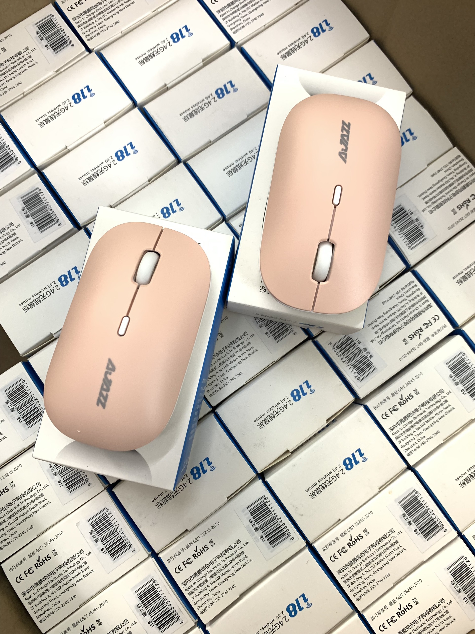 Chuột Không Dây Không Ồn AJAZZ i18 Pink Silient Mouse (Màu Hồng) - Hàng Nhập Khẩu