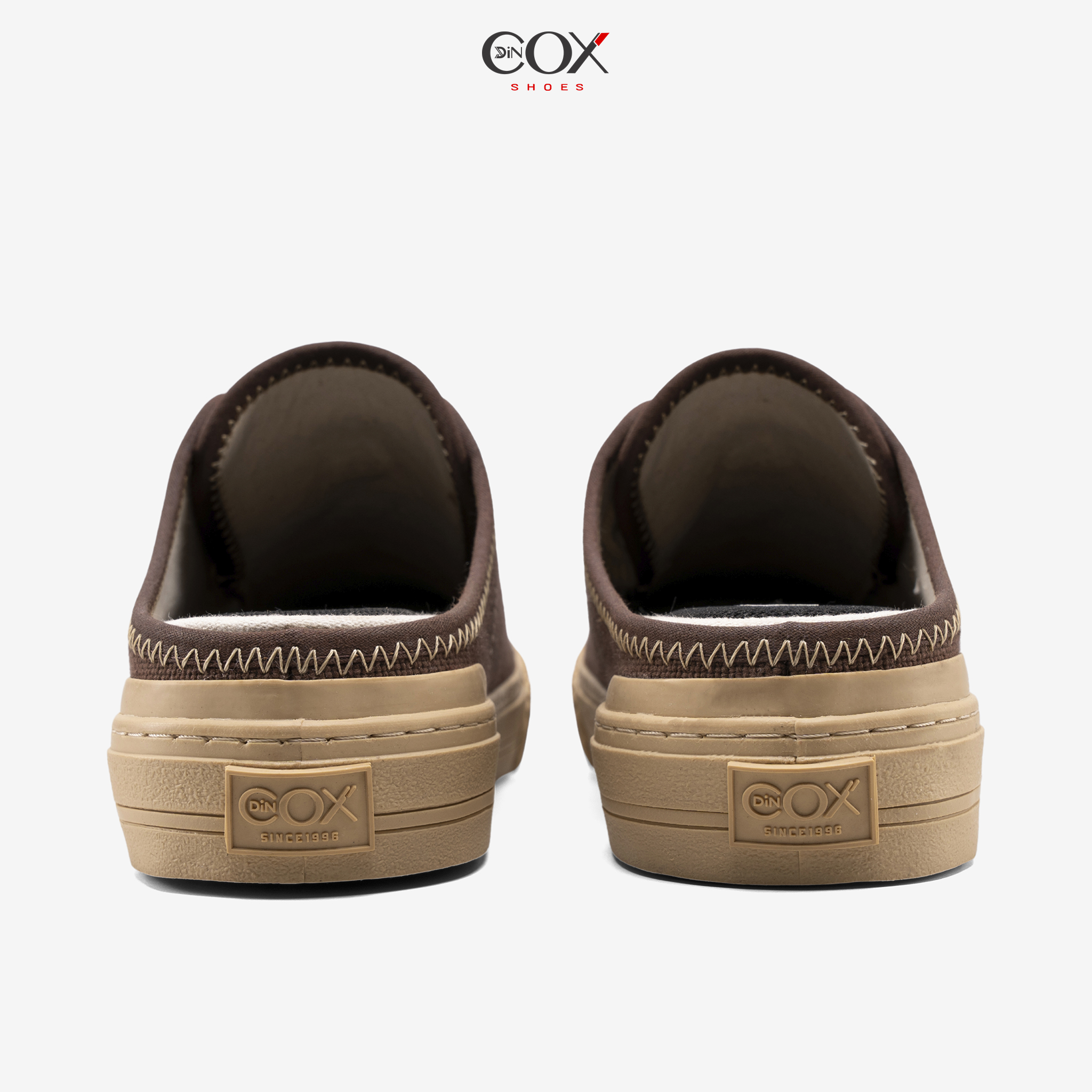 Giày Sục Đạp Gót Mules Vải Sneaker Unisex Tăng Chiều Cao 4cm DINCOX E10 CHOCO MILK