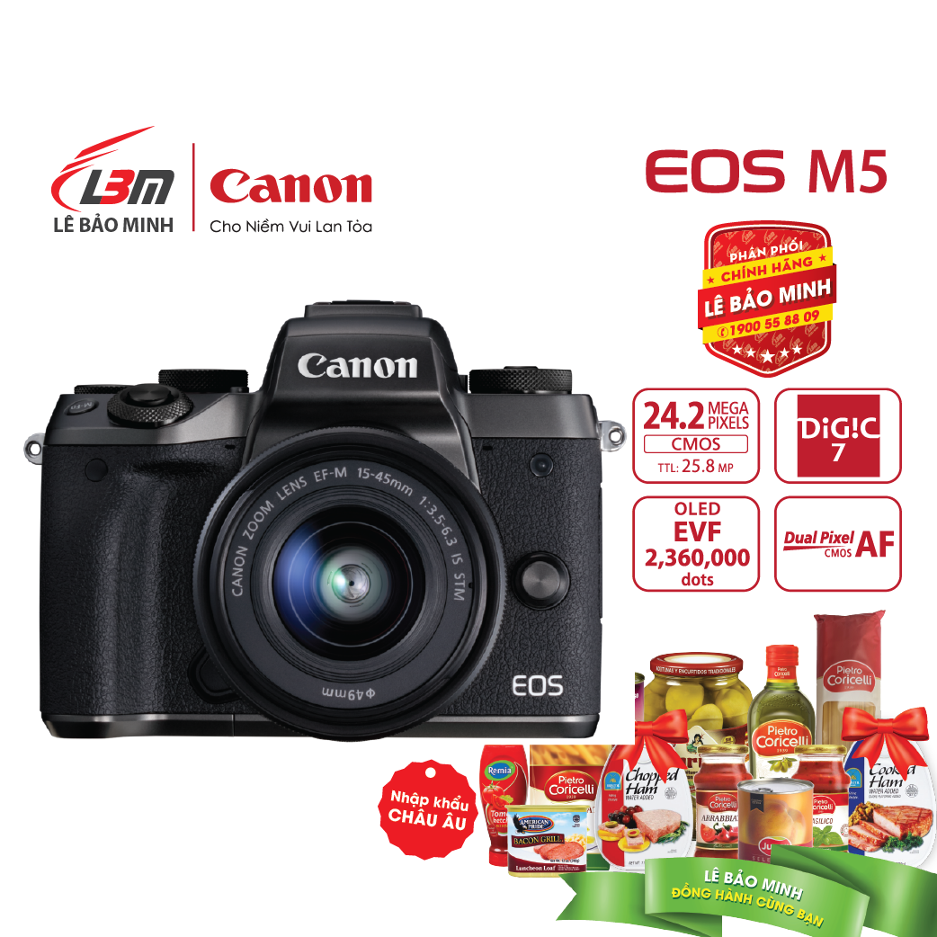 Máy ảnh Canon EOS M5 Kit EF-M15-45mm - Hàng Chính Hãng Lê Bảo Minh