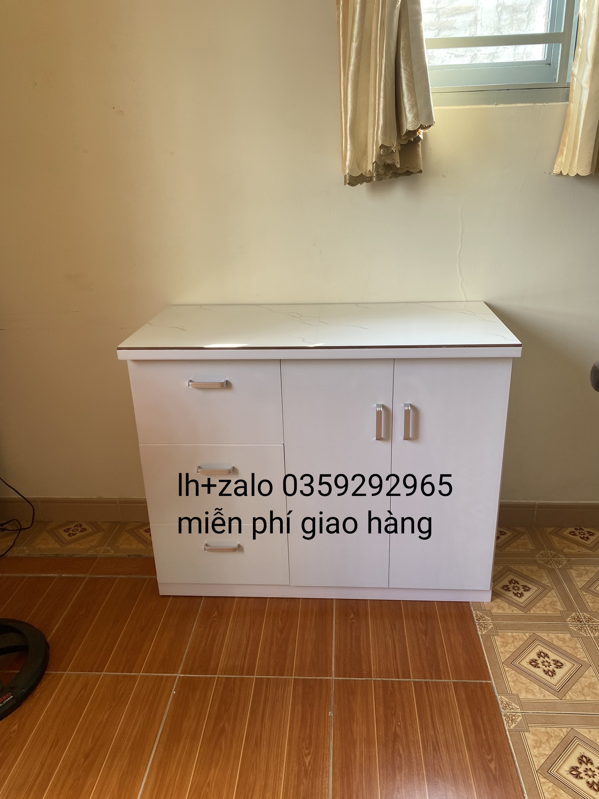 Tủ bếp mini nhựa đài Loan ốp mặt